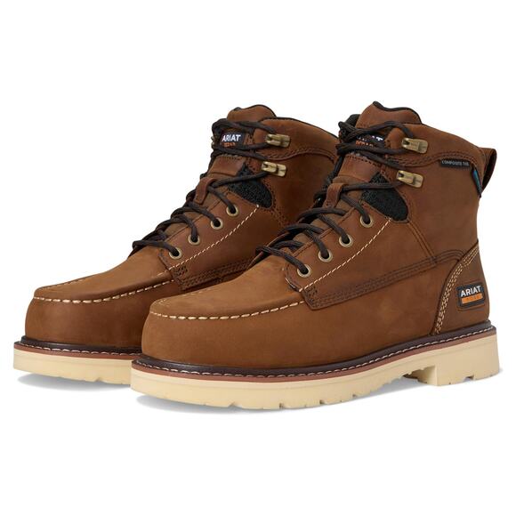 Ariat Men's 11D Brown Rebar Lift 6" Waterproof Composite Toe Work Boots LM2-9 - Picture 1 of 9